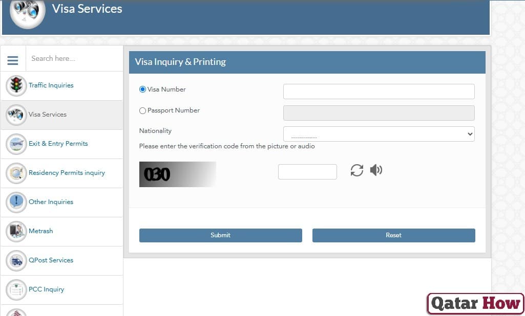 MOI Qatar Visa Inquiry And Printing